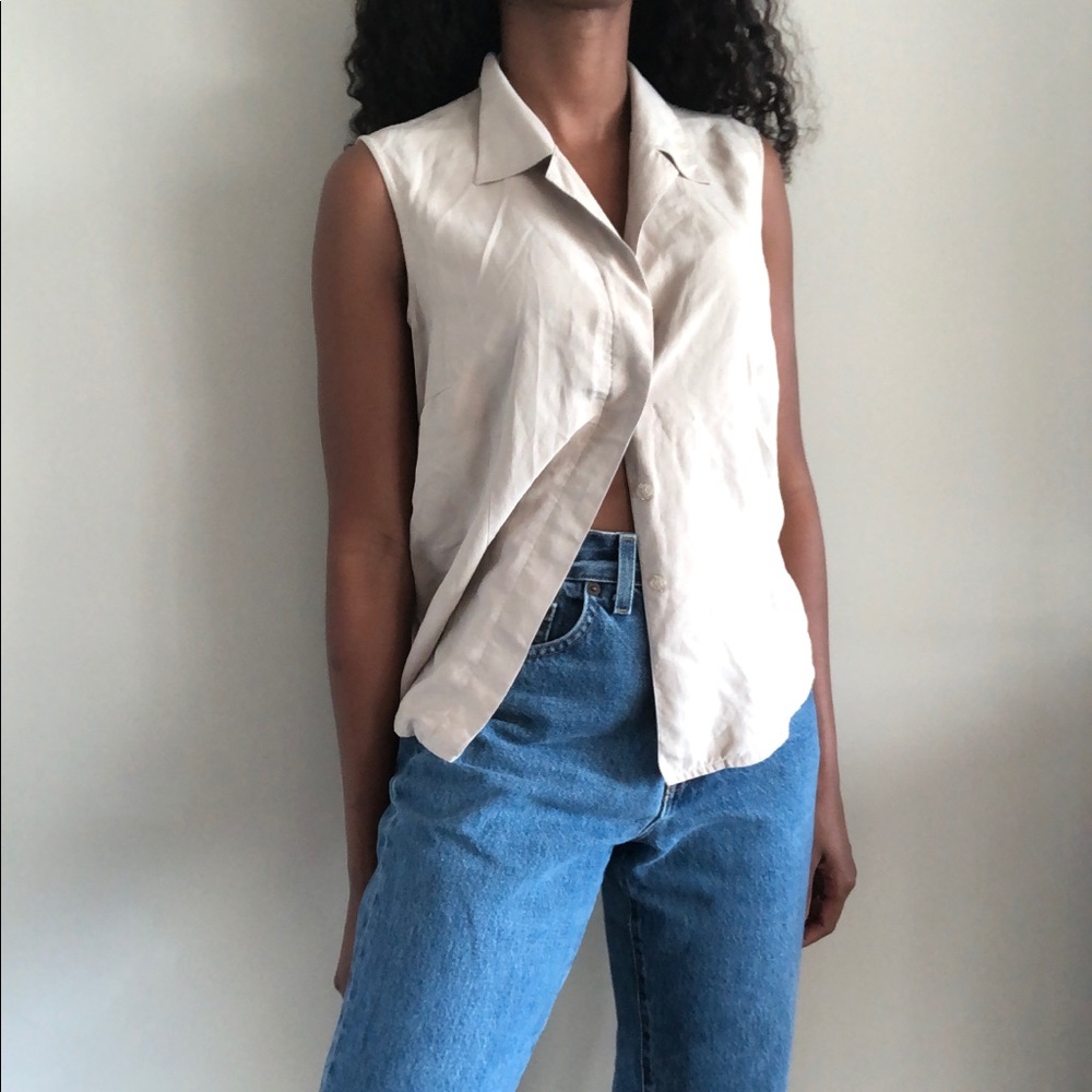 Vintage Button down 100% silk top size s